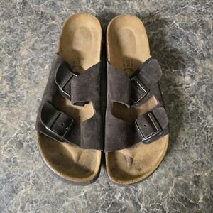 Betula Birkenstock Sandals 246 Double Strap Brown Suede Leather Woman's Size 11